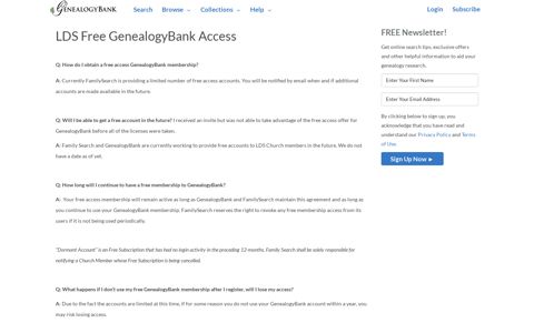LDS Free GenealogyBank Access - GenealogyBank