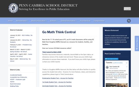 Go Math Think Central – Penn Cambria School District