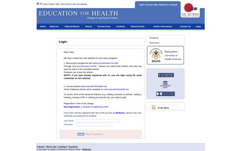 Login - Education for Health