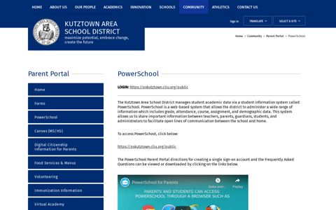 Parent Portal / PowerSchool - Kutztown Area School District