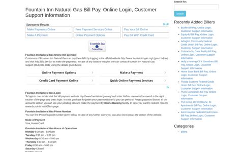 Fountain Inn Natural Gas Bill Pay, Online Login, Customer ...