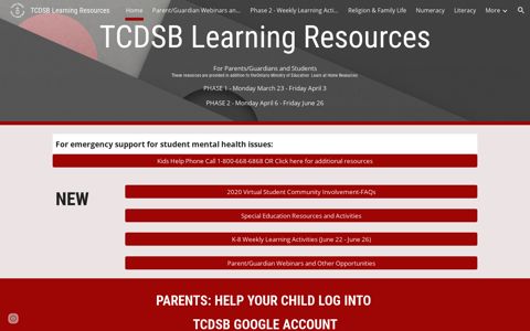 TCDSB Learning Resources - Google Sites