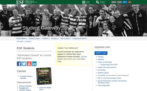 Student Gateway - ESF Students