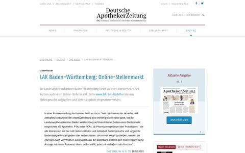 LAK Baden-Württemberg: Online-Stellenmarkt