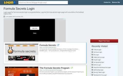 Formula Secrets Login - Loginii.com