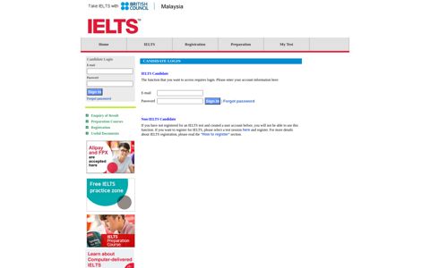 candidate login - British Council - IELTS