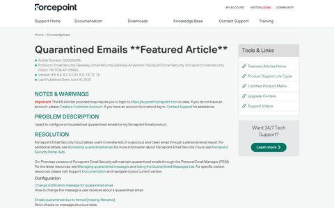 Quarantined Emails **Featured Article - KB Article | Forcepoint ...