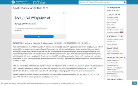 192.168.178.33 - Private IP Address | IP Lookup