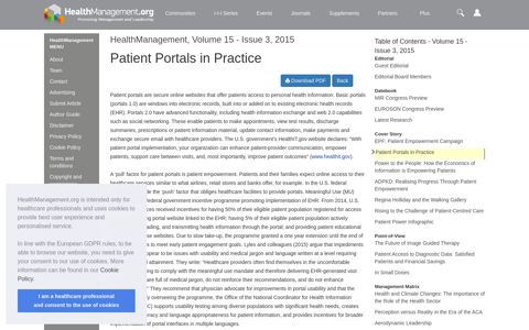 Patient Portals in Practice - HealthManagement.org