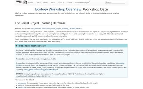 Workshop Data – Ecology Workshop Overview - Data Carpentry