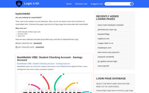 ivytechdebit - Official Login Page [100% Verified] - login4all.com