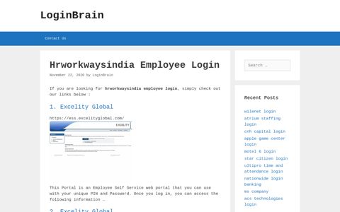 Hrworkwaysindia Employee Excelity Global - LoginBrain