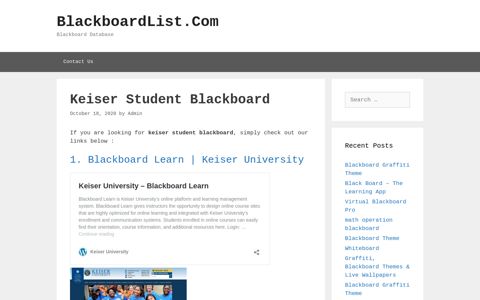 Keiser Student Blackboard - BlackboardList.Com