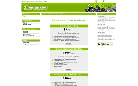 Shemes.com Usenet services :: Sign up - GrabIt