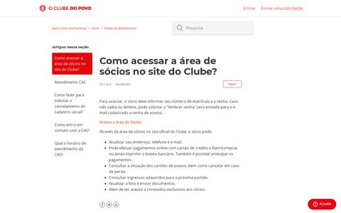 Como acessar a área de sócios no site do Clube? – Sport ...